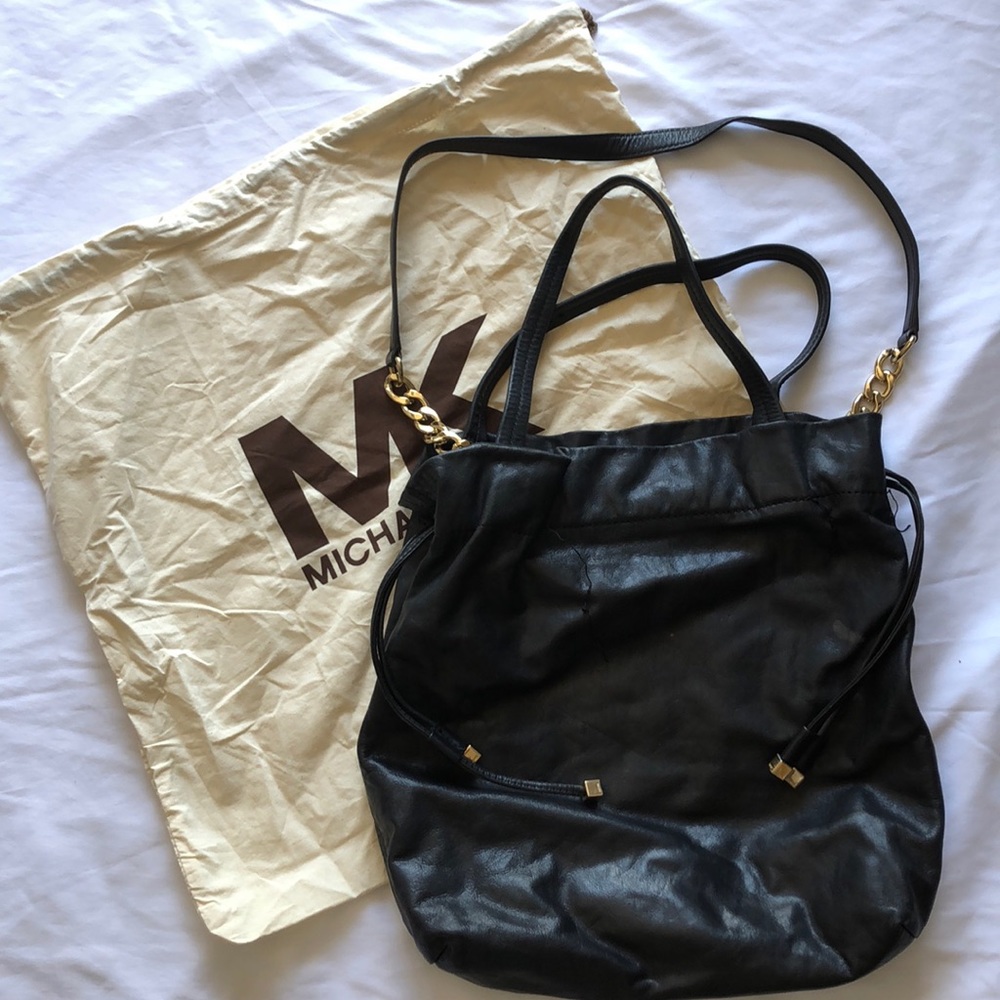 Michael Kors black leather shoulder bag